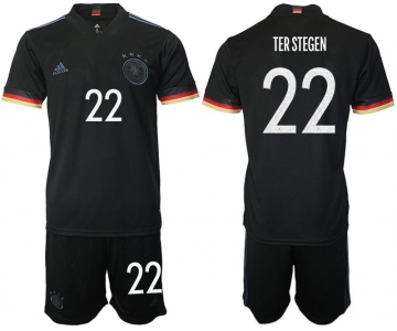 Men 2020-2021 European Cup Germany away black 22 Adidas Soccer Jersey