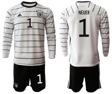 Men 2021 European Cup Germany home white Long sleeve 1 Soccer Jersey