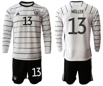 Men 2021 European Cup Germany home white Long sleeve 13 Soccer Jersey