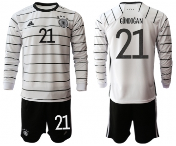 Men 2021 European Cup Germany home white Long sleeve 21 Soccer Jersey