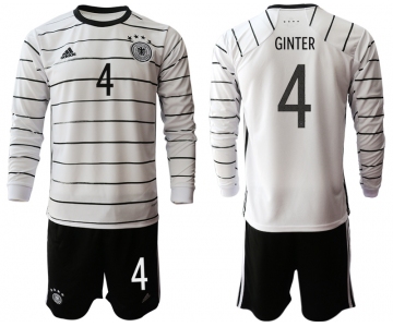 Men 2021 European Cup Germany home white Long sleeve 4 Soccer Jersey