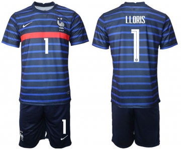 Men 2020-2021 European Cup France home blue 1 Soccer Jersey