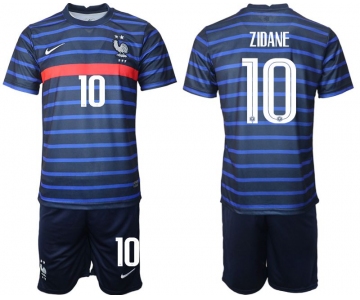 Men 2020-2021 European Cup France home blue 10 Soccer Jersey