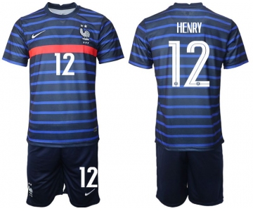 Men 2020-2021 European Cup France home blue 12 Soccer Jersey