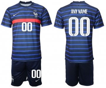 Men 2020-2021 European Cup France home blue customized Soccer Jersey