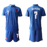 Men 2020-2021 European Cup England away blue 7 Nike Soccer Jersey