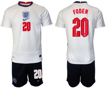 Men 2020-2021 European Cup England home white 20 Nike Soccer Jersey