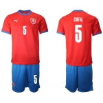 Men 2020-2021 European Cup Czech Republic home red 5 Soccer Jersey