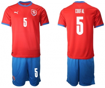 Men 2020-2021 European Cup Czech Republic home red 5 Soccer Jersey