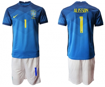 Men 2020-2021 Season National team Brazil away blue 1 Soccer Jersey