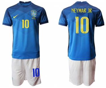 Men 2020-2021 Season National team Brazil away blue 10 Soccer Jersey