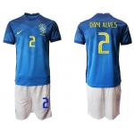 Men 2020-2021 Season National team Brazil away blue 2 Soccer Jersey