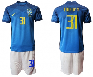 Men 2020-2021 Season National team Brazil away blue 31 Soccer Jersey