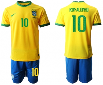 Men 2020-2021 Season National team Brazil home yellow 10 Soccer Jersey1