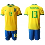 Men 2020-2021 Season National team Brazil home yellow 13 Soccer Jersey