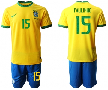 Men 2020-2021 Season National team Brazil home yellow 15 Soccer Jersey