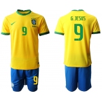 Men 2020-2021 Season National team Brazil home yellow 9 Soccer Jersey1