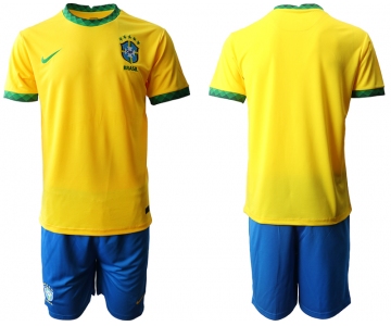 Men 2020-2021 Season National team Brazil home yellow Soccer Jersey