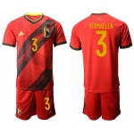 Men 2021 European Cup Belgium home red 3 Soccer Jersey