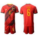 Men 2021 European Cup Belgium home red 6 Soccer Jersey