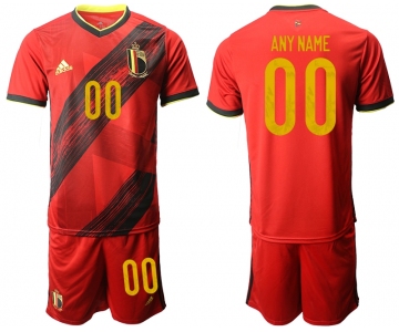 Men 2021 European Cup Belgium home red customized Soccer Jersey