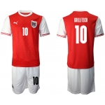 Men 2020-2021 European Cup Austria home red 10 Soccer Jersey