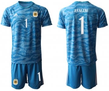 Men 2020-2021 Season National team Argentina goalkeeper blue 1 Soccer Jersey1