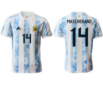 Men 2020-2021 Season National team Argentina home aaa version white 14 Soccer Jersey