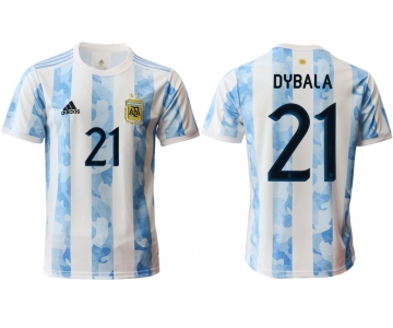 Men 2020-2021 Season National team Argentina home aaa version white 21 Soccer Jersey
