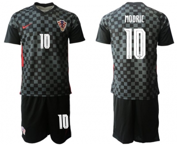 Men 2020-2021 European Cup Croatia away black 10 Nike Soccer Jersey