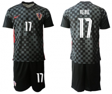 Men 2020-2021 European Cup Croatia away black 17 Nike Soccer Jersey