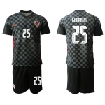 Men 2020-2021 European Cup Croatia away black 25 Nike Soccer Jersey