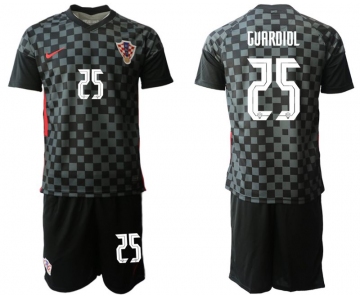 Men 2020-2021 European Cup Croatia away black 25 Nike Soccer Jersey