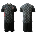 Men 2020-2021 European Cup Croatia away black blank Nike Soccer Jersey
