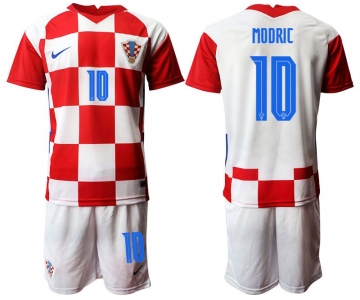 Men 2020-2021 European Cup Croatia home red 10 Nike Soccer Jersey