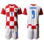 Men 2020-2021 European Cup Croatia home red 9 Nike Soccer Jersey
