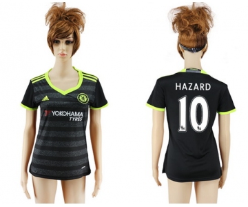 2016-17 Chelsea #10 HAZARD Away Soccer Women's Black AAA+ Shirt