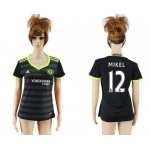 2016-17 Chelsea #12 MIKEL Away Soccer Women's Black AAA+ Shirt