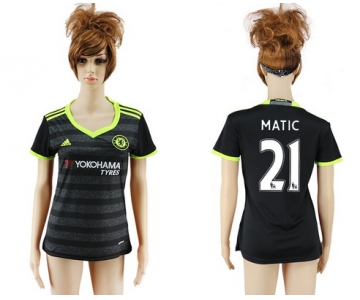 2016-17 Chelsea #21 MATIC Away Soccer Women's Black AAA+ Shirt