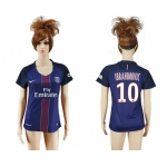 2016-17 Paris Saint-Germain #10 IBRAHIMOVIC Home Soccer Women's Navy Blue AAA+ Shirt