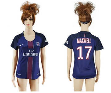 2016-17 Paris Saint-Germain #17 MAXWELL Home Soccer Women's Navy Blue AAA+ Shirt