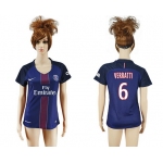 2016-17 Paris Saint-Germain #6 VERRATTI Home Soccer Women's Navy Blue AAA+ Shirt