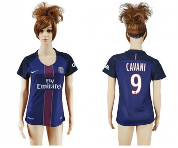 2016-17 Paris Saint-Germain #9 CAVANI Home Soccer Women's Navy Blue AAA+ Shirt