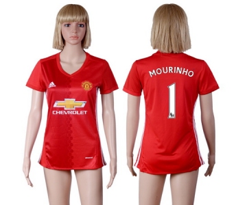 2016-17 Manchester United #1 MOURINHO Home Soccer Women's Red AAA+ Shirt