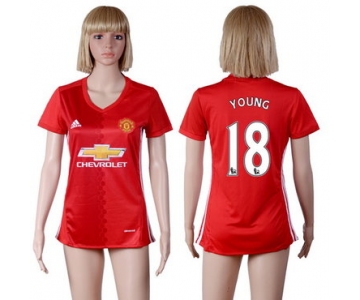 2016-17 Manchester United #18 YOUNG Home Soccer Women's Red AAA+ Shirt