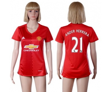 2016-17 Manchester United #21 ANDER HERRERA Home Soccer Women's Red AAA+ Shirt