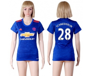 2016-17 Manchester United #28 SCHNEIDERLIN Away Soccer Women's Red AAA+ Shirt