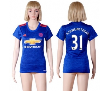 2016-17 Manchester United #31 SCHWEINSTEIGER Away Soccer Women's Red AAA+ Shirt