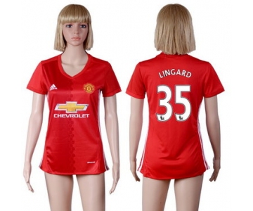 2016-17 Manchester United #35 LINGARD Home Soccer Women's Red AAA+ Shirt