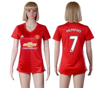 2016-17 Manchester United #7 MEMPHIS Home Soccer Women's Red AAA+ Shirt